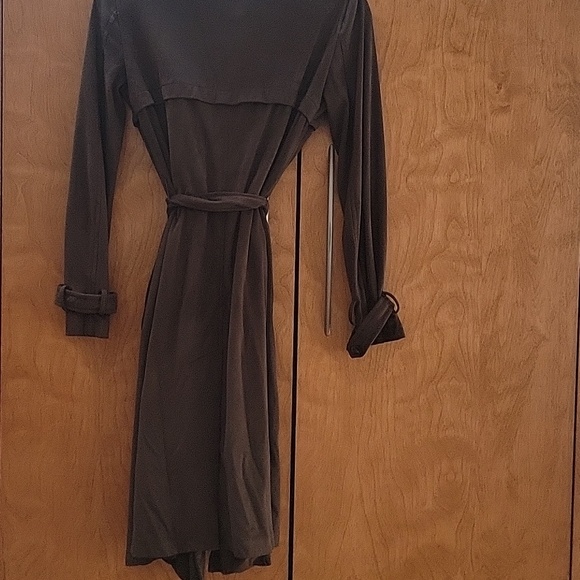 Zara Olive Green Long Faux Suede Trench Coat XS - Picture 9 of 11